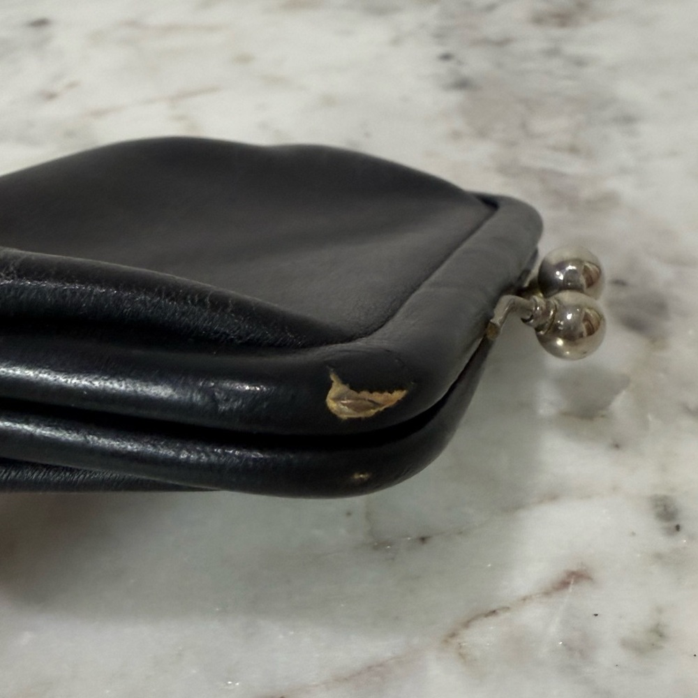 Vintage Coach Kisslock Change Purse Coin Wallet Black Leather 80’s - Picture 4 of 4